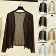 thumbnail image 1 of Women's Summer Casual Solid Color Loose Fit Long Sleeve Cardigan Sweater for Business Office Work Vacation Travel Outfits Fashion Essential Gift for Women | CSEONE,Navy XL, 1 of 9