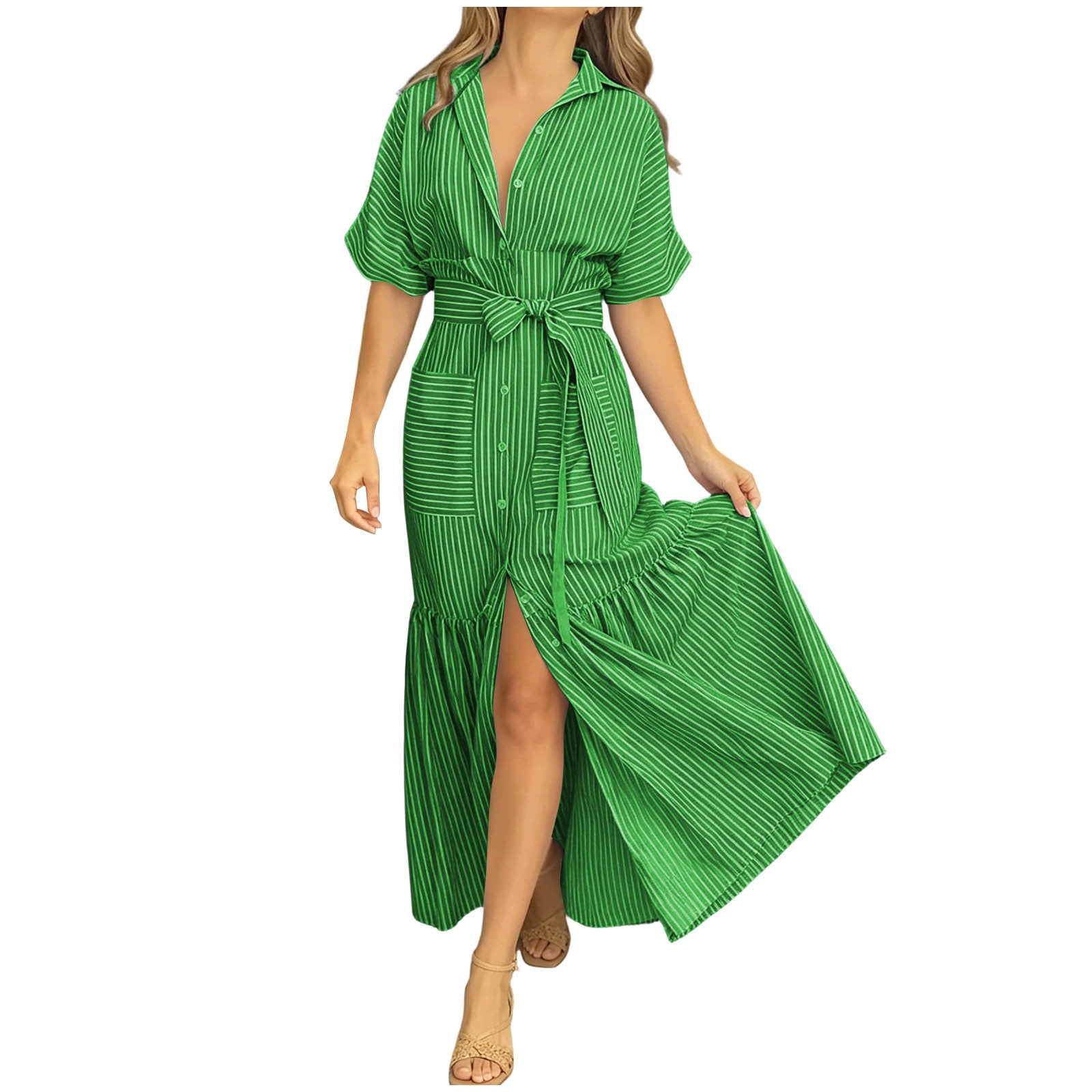 chinese dress ladies Olivia Green Button Up Maxi Dress main image 1