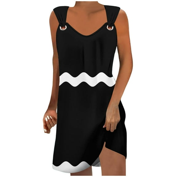 Women's Summer Casual T-shirt Dresses Short Sleeve Boho Beach Dress