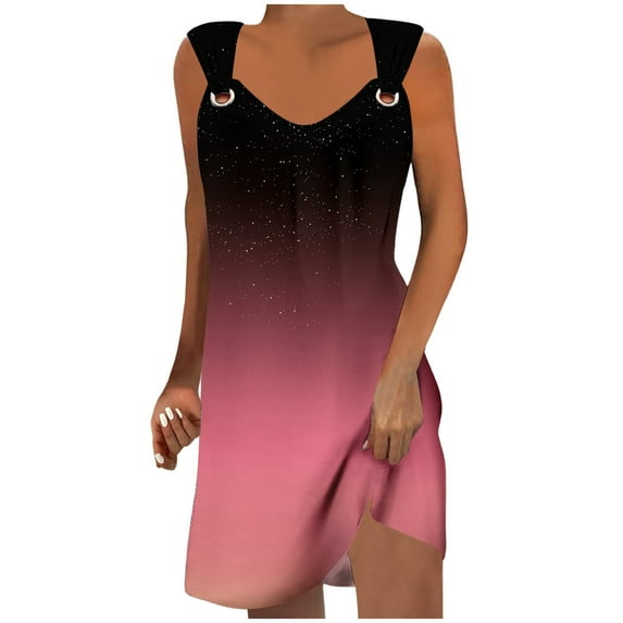 Women's Summer Casual T-shirt Dresses Short Sleeve Boho Beach Dress