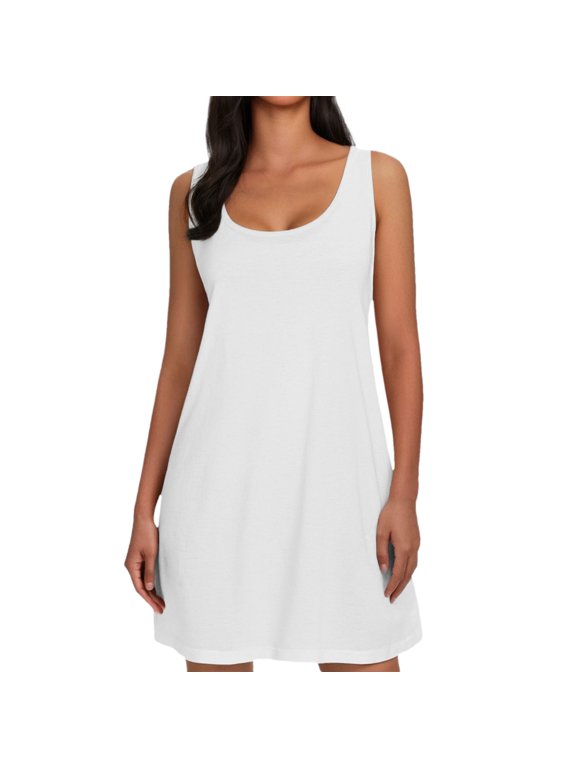 Women's Summer Casual V Neck Sleeveless Mini Dress, Soft & Stretchy, with Coconut Tree Print, Multiple Sizes
