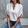 thumbnail image 1 of Womens Tops Women's Summer Chiffon Blouses Sleeve Blouse Tops V Neck Ruffle Short Sleeve Tunic Tops for T Shirt Shirts for Women, 1 of 5