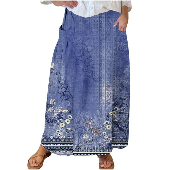 Women's Summer Chiffon Floral Skirt High Waist A-Line Mid-Length Skirt Casual Lightweight Evening Party Skirts