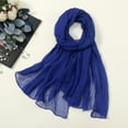 thumbnail image 1 of Women's Summer Chiffon Scarf, Lightweight Thin Casual Colorful Solid Color Silk Scarf, Versatile Shawl Wrap for Sun Protection, Beach, Travel, and Daily Fashion Accessory Dark Blue, 1 of 3