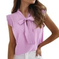 thumbnail image 1 of Women's Summer Chiffon Sleeveless Bow Striped Shirt Top Casual Comfortable Stylish Blouse, 1 of 2