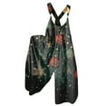 thumbnail image 1 of Women's Summer Christmas Printed Vintage Overalls - Non-Adjustable Straps Wide Leg Jumpsuit, Dark Green Size L, 1 of 5