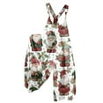 thumbnail image 1 of Women's Summer Christmas Printed Vintage Overalls - Non-Adjustable Straps Wide Leg Jumpsuit, Light Green Size XL, 1 of 5