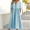 thumbnail image 1 of Women's Summer Dresses Under $10 New Color Short-sleeved Lace V-neck Waistline Hem Dress, 1 of 6