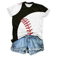 thumbnail image 1 of Women's Summer Clothes Basic Tees for Sports Round Neck Blouse Short Sleeve Loose Fit Flowy Tunic Tops Fashion 2024 Vintage Dressy Casual Tops for Lady Baseball Graphic Tops Black T Shirts L, 1 of 4