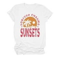 thumbnail image 1 of Women's Summer Clothes Beach Style Basic T-Shirts Round Neck Blouse Short Sleeve Tunic Tops for Lady Loose Fit Flowy Vintage Fashion 2024 Sunset Graphic Tees Y2K Tops Dressy Casual White T Shirts M, 1 of 3