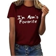 thumbnail image 1 of Women's Summer Clothes Comfy Casual Shirts Funny Letter Print Tees Short Sleeve Tunic Tops for Lady Loose Fit Flowy Fashion 2024 Vintage Y2K Tops Dressy Casual Round Neck Blouse Wine T Shirts XXL, 1 of 8