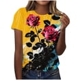 thumbnail image 1 of Women's Summer Clothing Top T-Shirts for Womens Fashion Spring Floral Print Shirts Loose Casual Pullover Short Sleeve Blouses Tops, 1 of 4