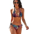 thumbnail image 1 of Women's Summer Colorful Grid Bikini Summer Triangle Bathing Suit Tie String Thong, 1 of 5