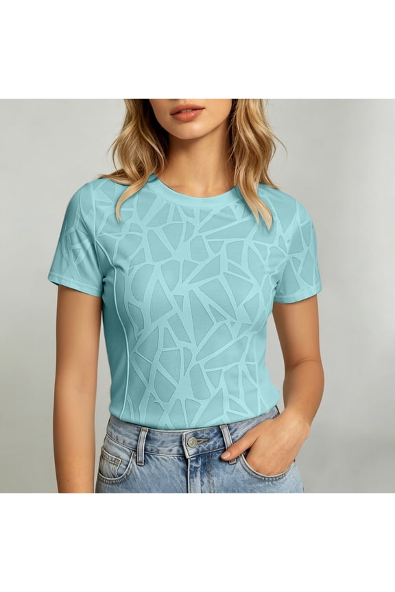 Women's Summer Comfort Slim Fit Sheer Pullover for Daily and - Lightweight Round Neck Mesh Overlay Fitness Top Solid Color Suitable for Spring and Spring/Summer, S, Mint Green