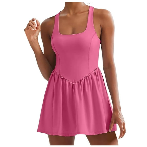 Women's Summer Comfortable Solid Color Fashion Quick Drying Tennis Dress Casual Dress