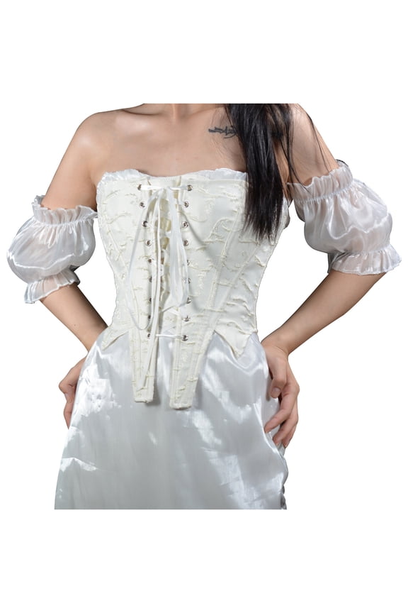 Women's Summer Corsets Bandeau Bow Lace Up Tie Front Tunic Tube Top Fancy Shapewear Going Out Underbust Corset