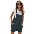 thumbnail image 1 of Women's Summer Cotton Linen Short Overalls Casual Bib Shortalls Rompers with Pockets, 1 of 7