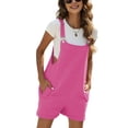 thumbnail image 1 of Women's Summer Cotton Linen Short Overalls Casual Bib Shortalls Rompers with Pockets, 1 of 7
