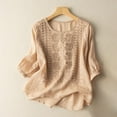 thumbnail image 1 of Women's Summer Crewneck Lace Crochet Short Sleeve Chiffon Blouse, 1 of 6