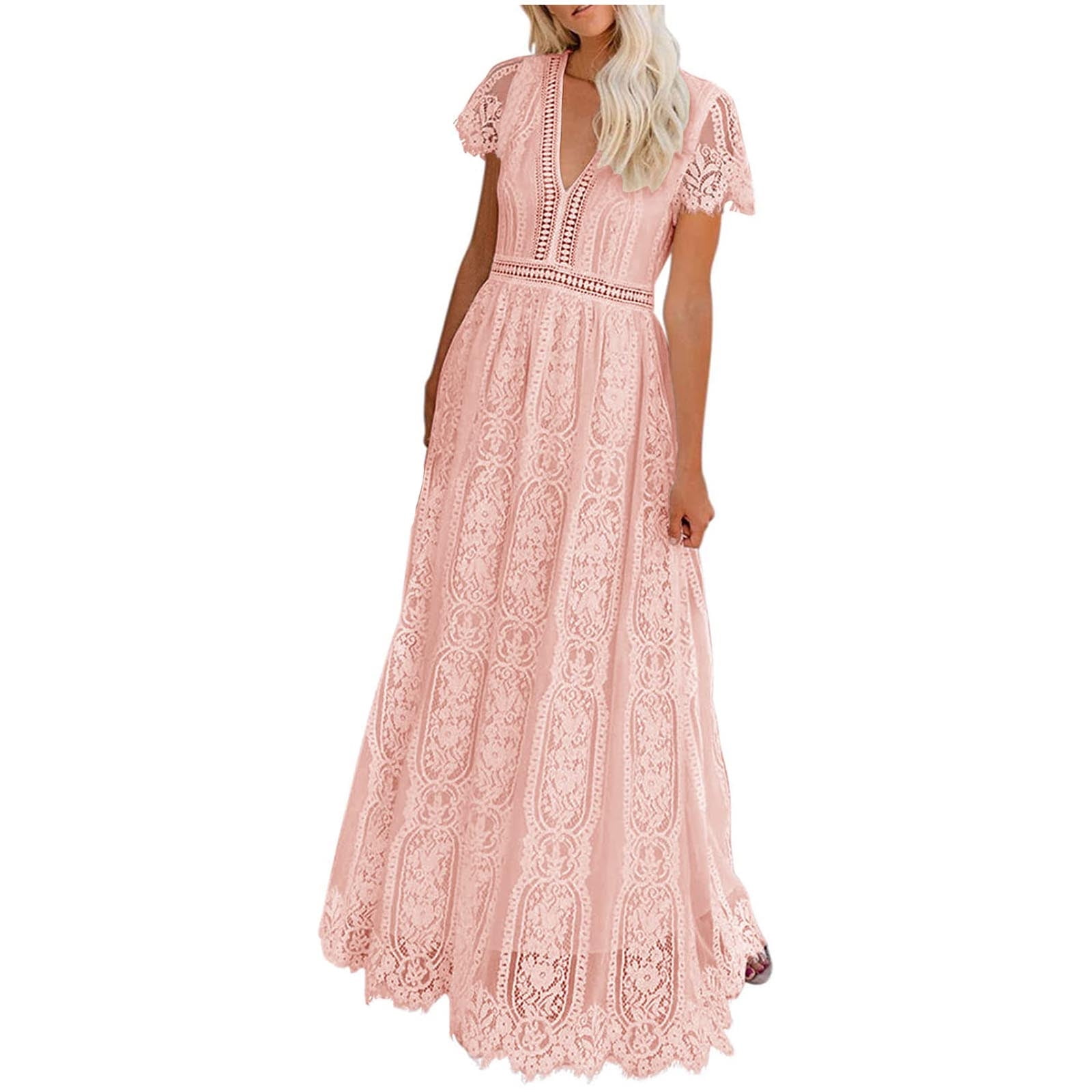 homeyee women's chic v-neck lace patchwork flare party dress a062 Sleeveless pink dress with a flared skirt – Rinascimento main image 0
