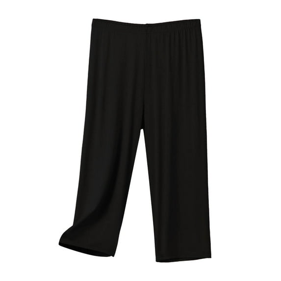 Women's Summer Cropped Pajama Pants - High Waist Plus Size Elastic Waist
