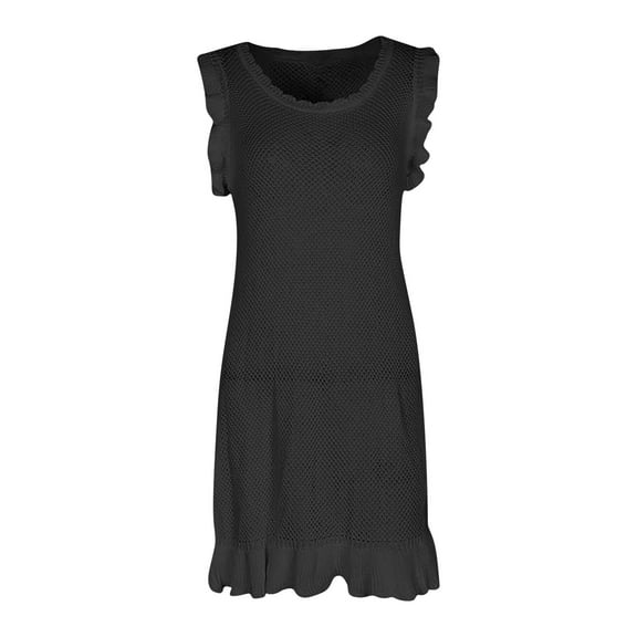 ZQUUVOU Women's Summer Cuaual Dress Long Style Sleeveless High Elasticity Solid Color Skirt Black