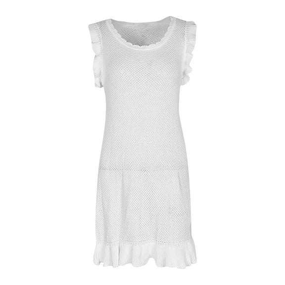 ZQUUVOU Women's Summer Cuaual Dress Long Style Sleeveless High Elasticity Solid Color Skirt White