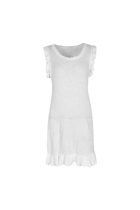 Women's Summer Cuaual Dress Long Style Sleeveless High Elasticity Solid Color Skirt White