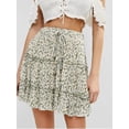 thumbnail image 1 of Women's Summer Cute High Waist Ruffle Skirt Floral Print Swing Beach Mini Skirt, 1 of 7