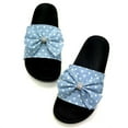 thumbnail image 1 of Women's Summer Denim Polka Dot Shoes One-Word Butterfly Rhinestone Slippers, 1 of 3