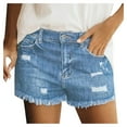 thumbnail image 1 of Women's Summer Distressed Denim Shorts Mid Waist Ripped Casual Jean Shorts, 1 of 5