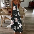 thumbnail image 1 of Women's Summer Dress Sleeveless V Neck Floral Print Pleated Maxi Dress with Straps for Beach Resort Seaside Outings Casual Dress, 1 of 4