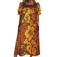 thumbnail image 1 of Women's Summer Dress Square Neck Puffed Sleeve Casual Dress Mumu Polynesian Dress Women's Pocket Casual Dress, 1 of 2
