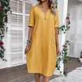 thumbnail image 1 of Women's Summer Dress with Pockets, V-Neck and Short Sleeves for Casual Comfortable Outfits, 1 of 8