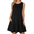 thumbnail image 1 of Women's Summer Dresses 2024 Beach Casual Sleeveless Floral Print Tank Loose Sundress with Pocket, 1 of 6