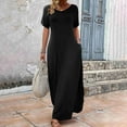 thumbnail image 1 of Women's Summer Dresses 2025 Casual Maxi Dress Short Sleeve V Neck Flowy Sundress Split Loose Long Tshirt Dress Soft Comfy Beach Vacation Sun Dresses Activewear Flash of The Day Online Only, 1 of 6