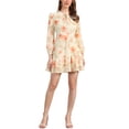 thumbnail image 1 of INSPIRE CHICWomen's Summer Dresses 2025 Floral Tie V Neck Semi Sheer Long Sleeve Layered Tiered Chiffon Mini Dress XL CreamYellow, 1 of 6