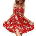 thumbnail image 1 of Women's Summer Dresses Boho Sleeveless Dress Halter Floral Short Party Casual Fit Elegant Vacation Sundress (Red,X-Large), 1 of 5