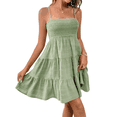 thumbnail image 1 of Women's Summer Dresses Boho Sleeveless Dress Halter Solid Colour Pleated Casual Fit Elegant Vacation Sundress (Light Green,Small), 1 of 6
