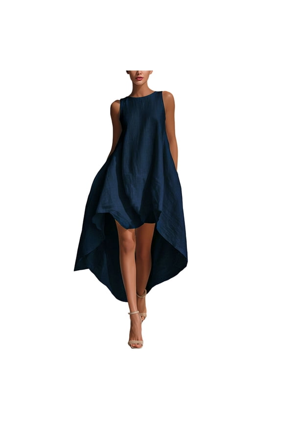 Women's Summer Dresses Casual Sleeveless Asymmetrical Hem Tank Beach Dress