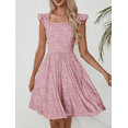 thumbnail image 1 of Women's Summer Dresses Casual Square Neck Floral Sundress with Pockets A Line Flowy Beach Dress, 1 of 6