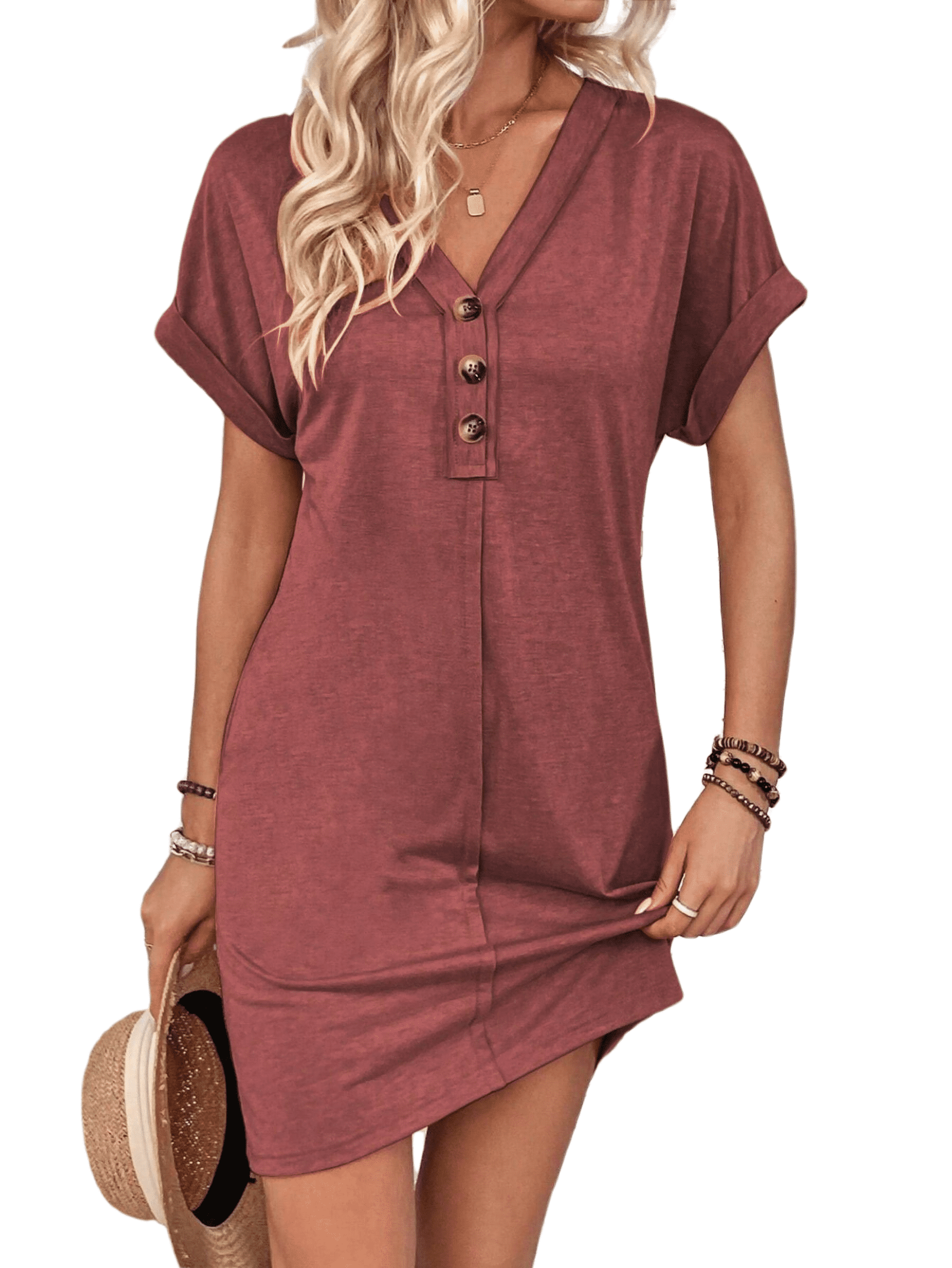 summer colour dresses Must Have Spring 2022.  Simply Style By J thanks (All measurement in cm and please note 1cm=0.39i Faunlyn Women's Solid Color V-Neck