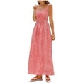 thumbnail image 1 of Women's Summer Dresses Plaid Flowy Maxi Beach Dress Sleeveless Square Neck A-Line Casual Beach Vacation Long Sundress, 1 of 6