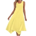 thumbnail image 1 of Women's Summer Dresses Sleeveless Round Neck Solid Color Drawstring Mini Dress Yellow, 1 of 8