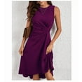 thumbnail image 1 of Women's Summer Dresses Sleeveless Ruched Waist A Line High Low Midi Cocktail Dress, 1 of 7