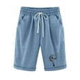 thumbnail image 1 of Women's Summer Elastic Waist Knee Length Casual Loose Plus Size Bermuda Shorts for Women with Drawstring Pockets, 1 of 6