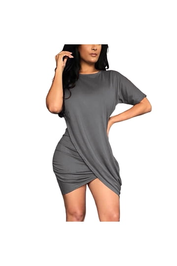 tight t shirt dress Charcoal Mini Bodycon T-Shirt Dress