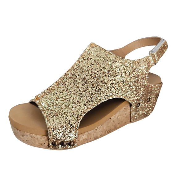 Women's Summer Espadrilles Wedges Cork Platform Buckle Strap Dressy Shoe