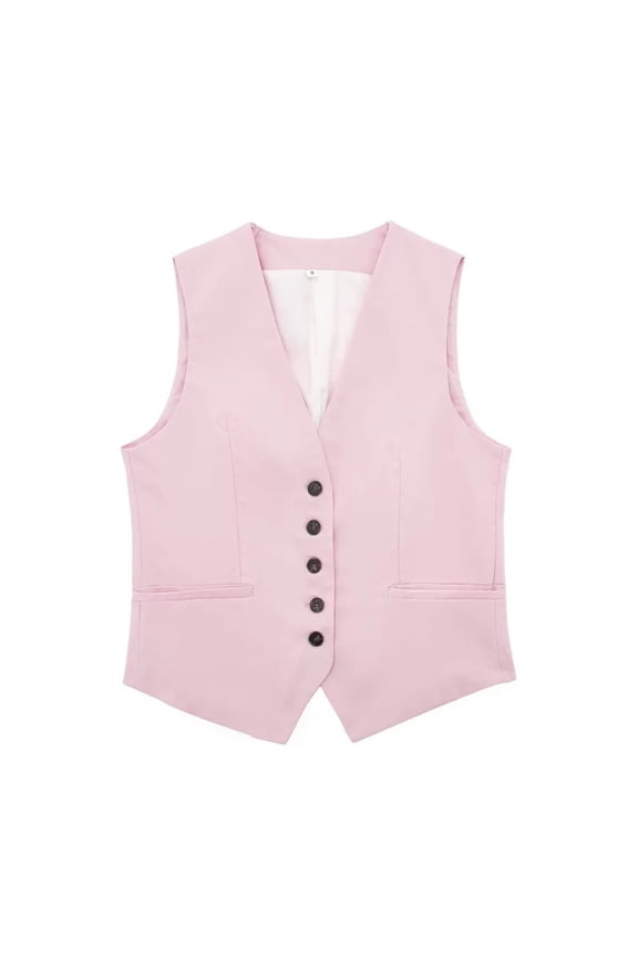 Women's Summer Fashion Casual Cotton Linen Vest Cardigan V Neck Top