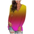 thumbnail image 1 of Women's Summer Fashion Casual Long Sleeve Tie-dye V-Neck Tops T-shirt Blouse, 1 of 2